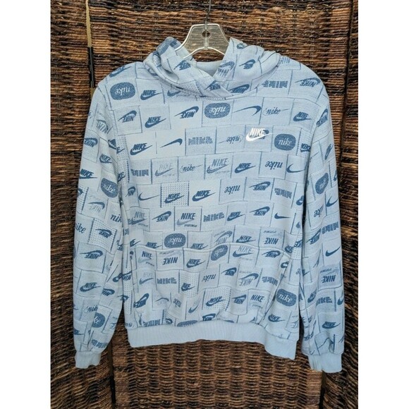 Nike Other - Nike Club SSNL AOP Hoodie Sweatshirt Kids Boys XL Blue Back To School Preppy